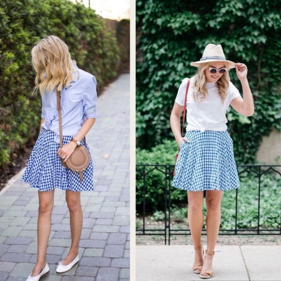 J. Crew Dresses & Skirts - 💙 J. Crew Gingham Pleated Flowy Mini Skirt